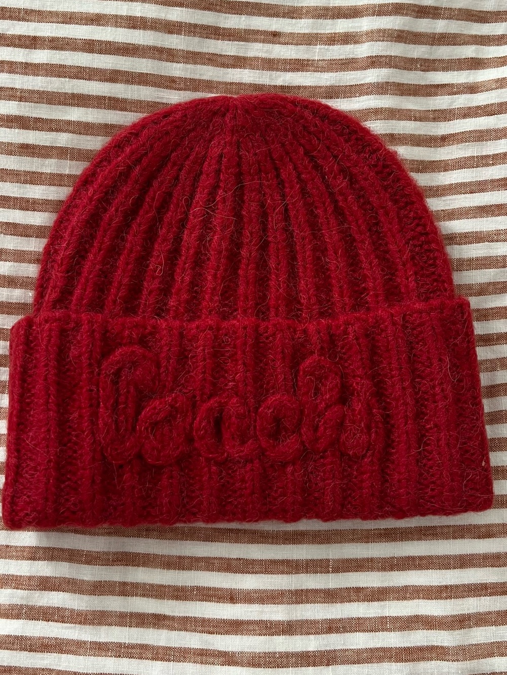 COACH Red Ribbed Knit Beanie Wool Blend Brand New With Tags